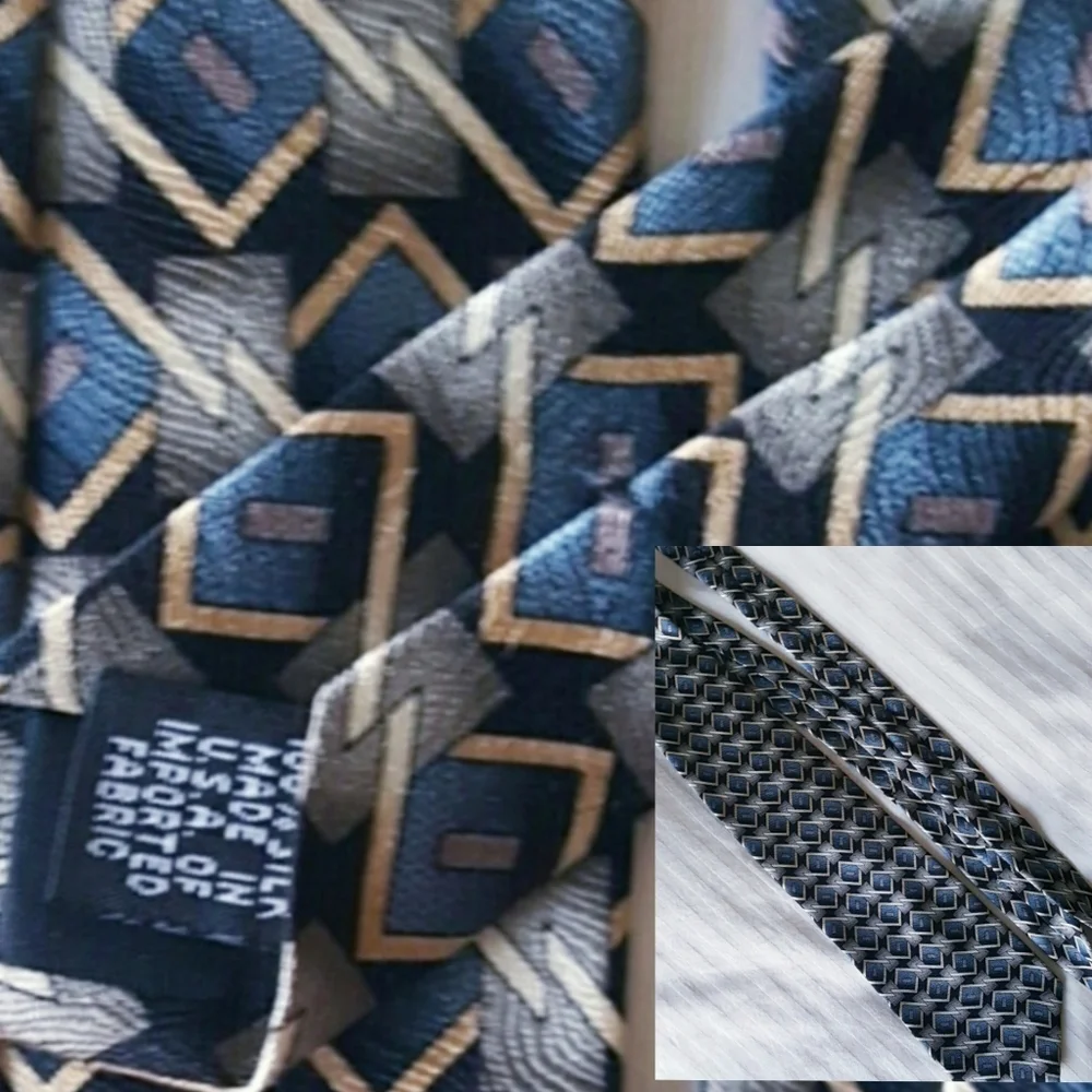 Louis Roth 100% Silk box desig gray blue cream Tie